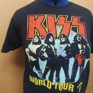 KISS World Tour '77 Vintage style Tee T shirt Unisex Mens LARGE L